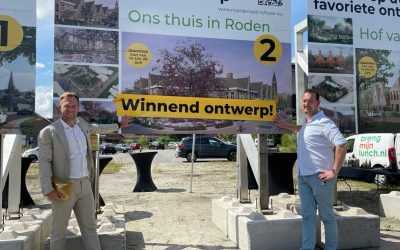 Wethouder Jos Darwinkel maakt winnend ontwerp voor woningbouw hoek Kanaalstraat-Wilhelminastraat in Roden bekend